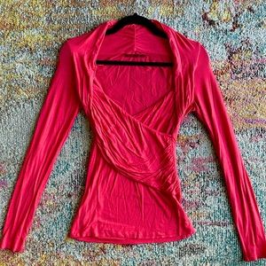 Velvet Red Cross Front Long Sleeve Tee